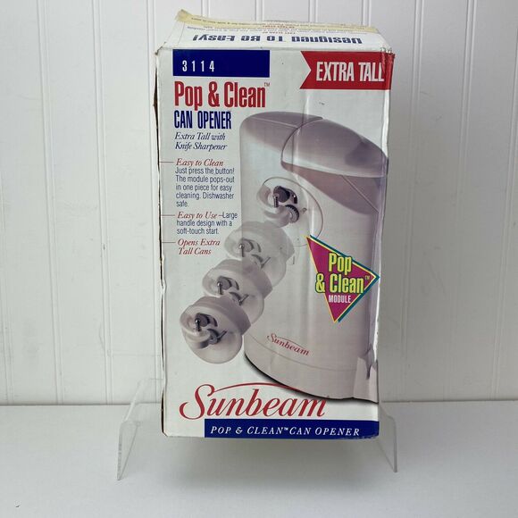 OPEN BOX NEW Sunbeam Pop & Clean Extra Tall Counter Top Can Opener 3114 - Picture 1 of 5